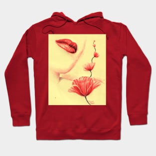 Red lips red poppies Hoodie